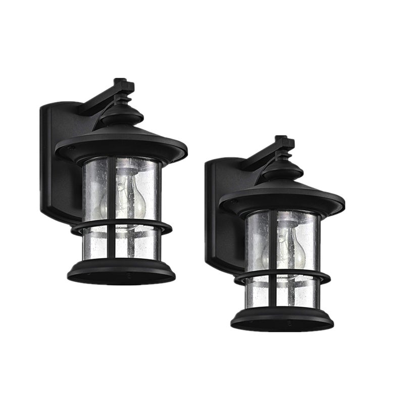 MICSIU Textured Black Outdoor Wall Sconce 2 Pack, Waterproof Exterior Wall Lighting Fixtures with Clear Seedy Glass, 10" Outside Lights for House Front, Porch, Patio, Backyard - Image 1